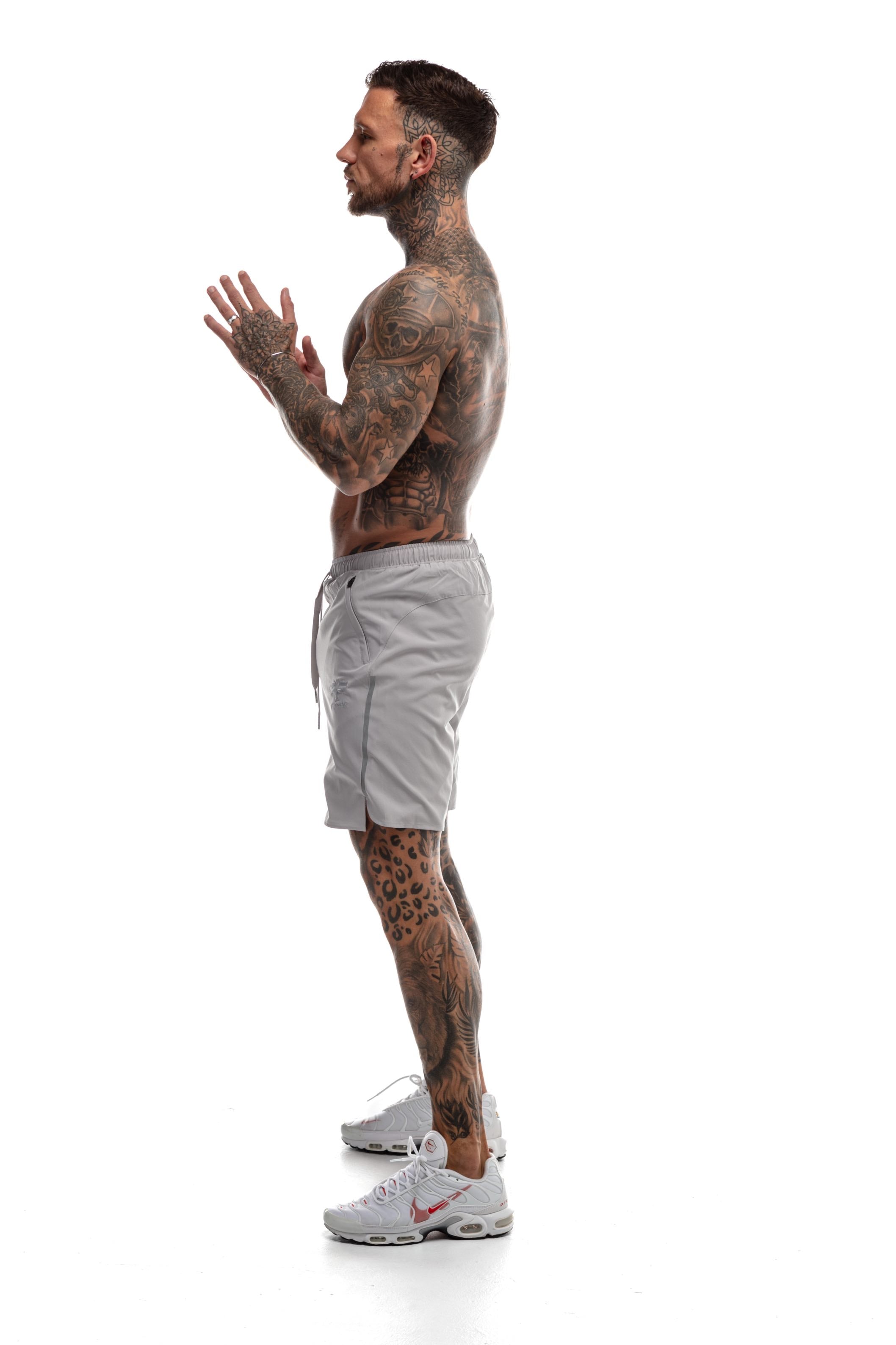 Short GYMFREAK Fusion Homme - Gris clair - 7 pouces/17.8cms