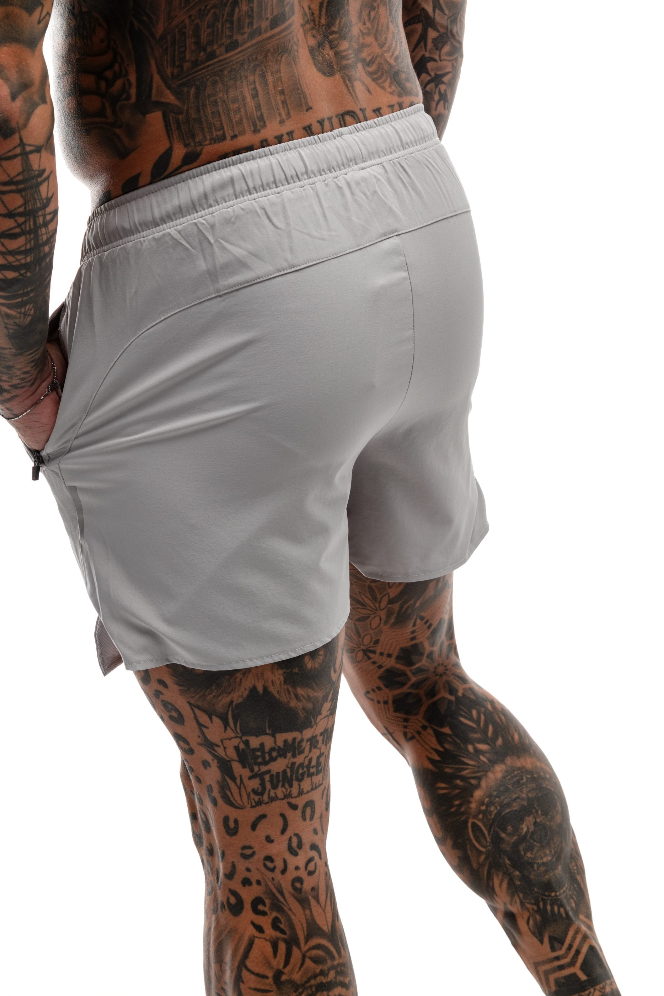 Short GYMFREAK Fusion Homme - Gris clair - 3.5 pouces/8.89cms