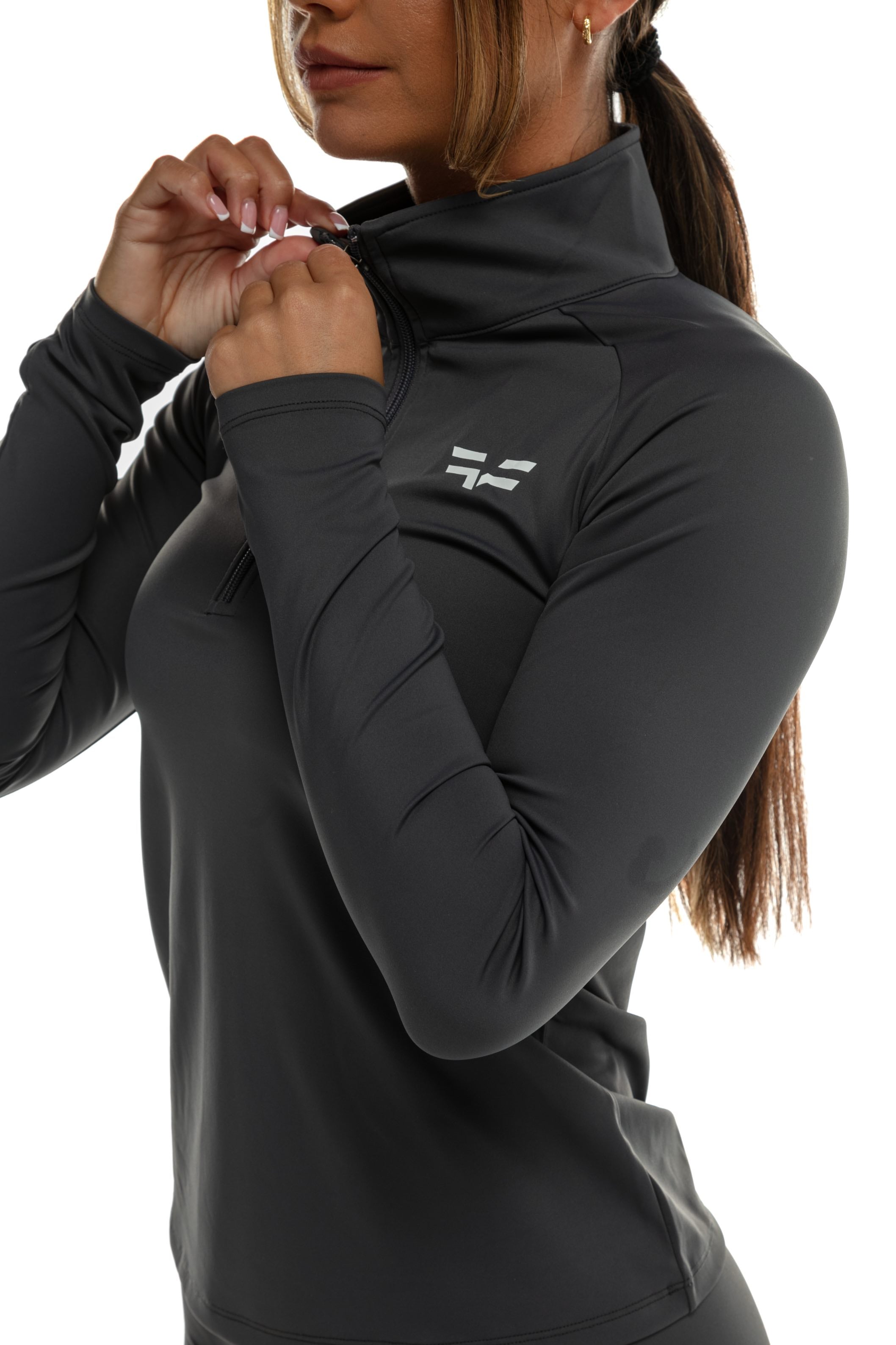 3/4 Zip Top GYMFREAK Vision Femme - Gris