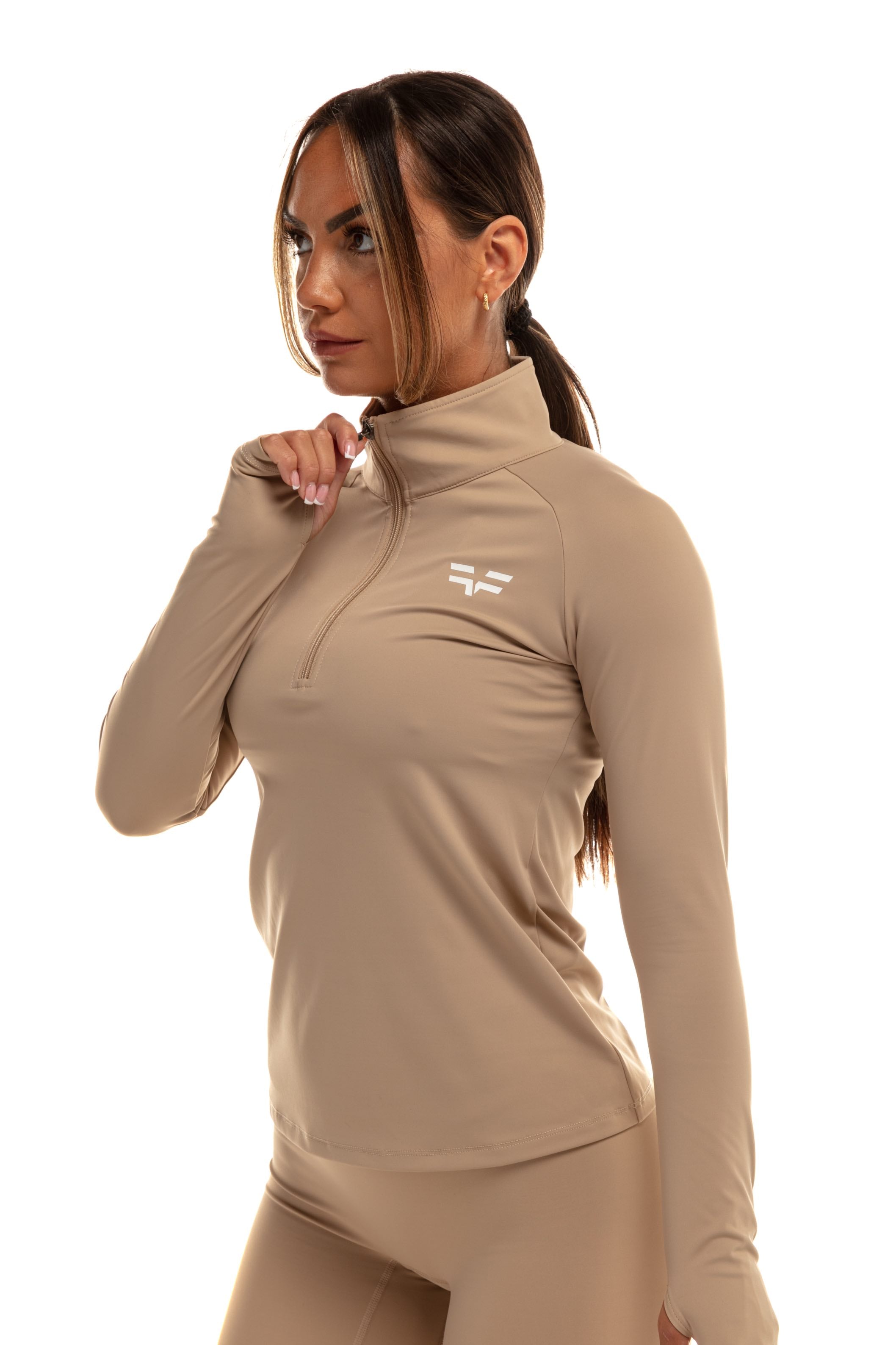 3/4 Zip Top GymFreak Vision Femme - Sable