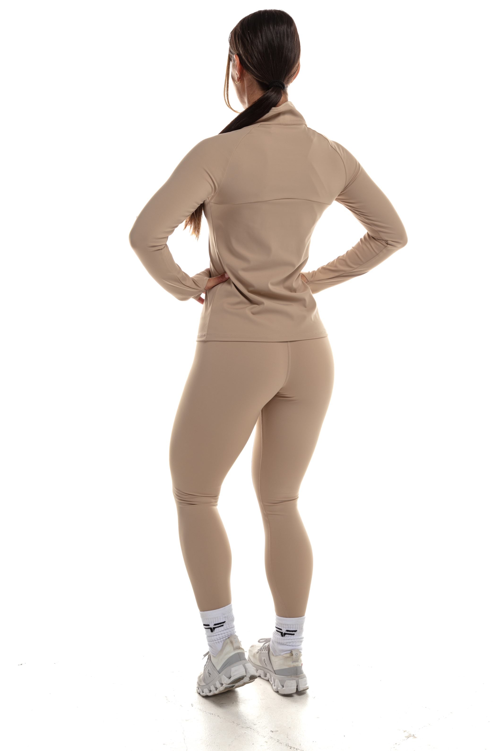 3/4 Zip Top GymFreak Vision Femme - Sable