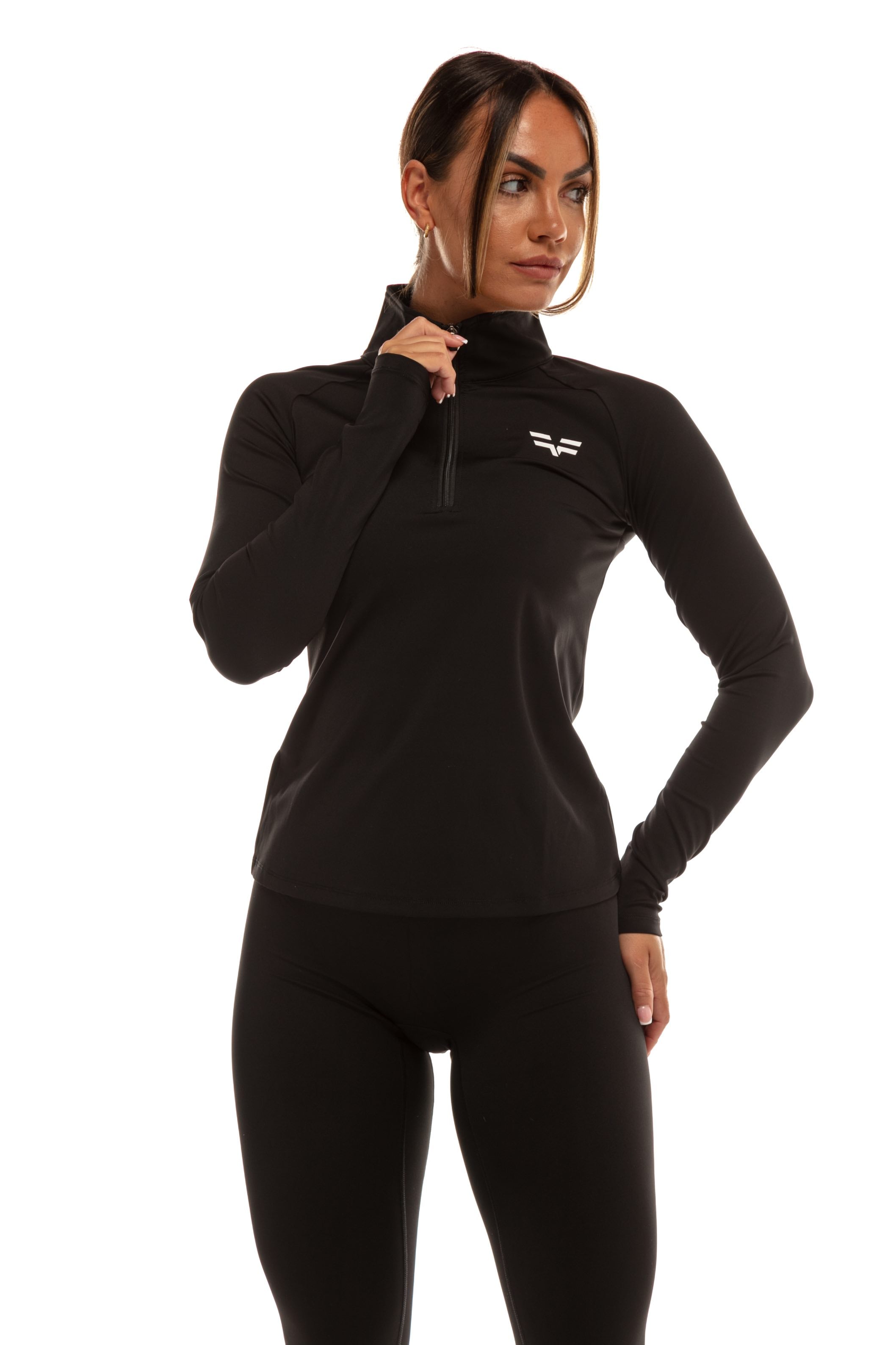 3/4 Zip Top GYMFREAK Vision Femme - Noir