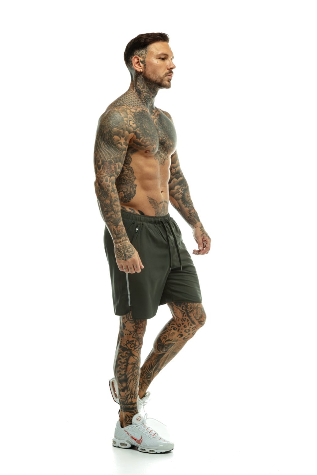 Short GYMFREAK Fusion Homme - Khaki - 7 pouces/17.8cms