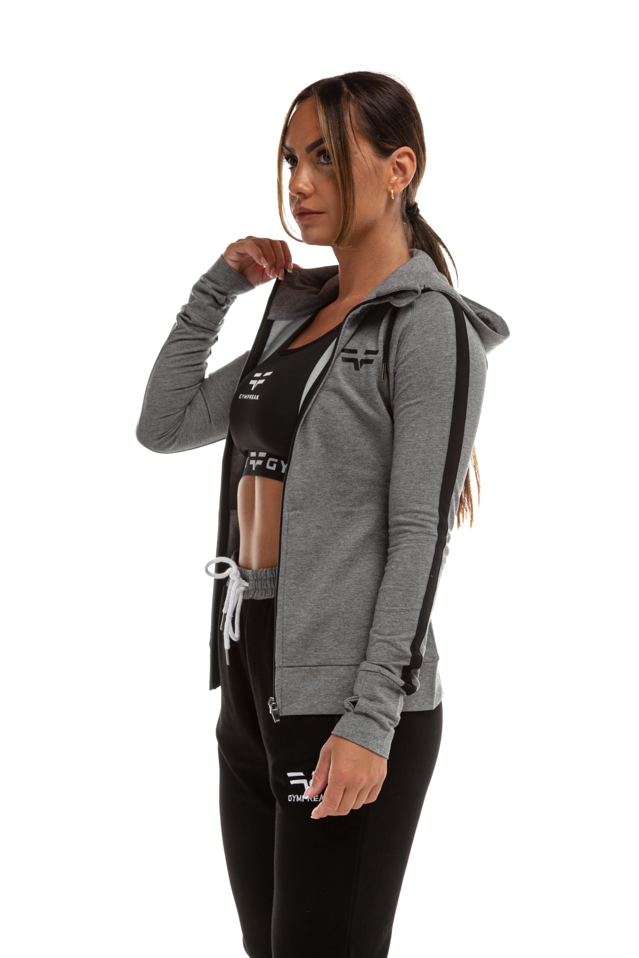 Sweat à capuche GYMFREAK Emblem Femme - Gris