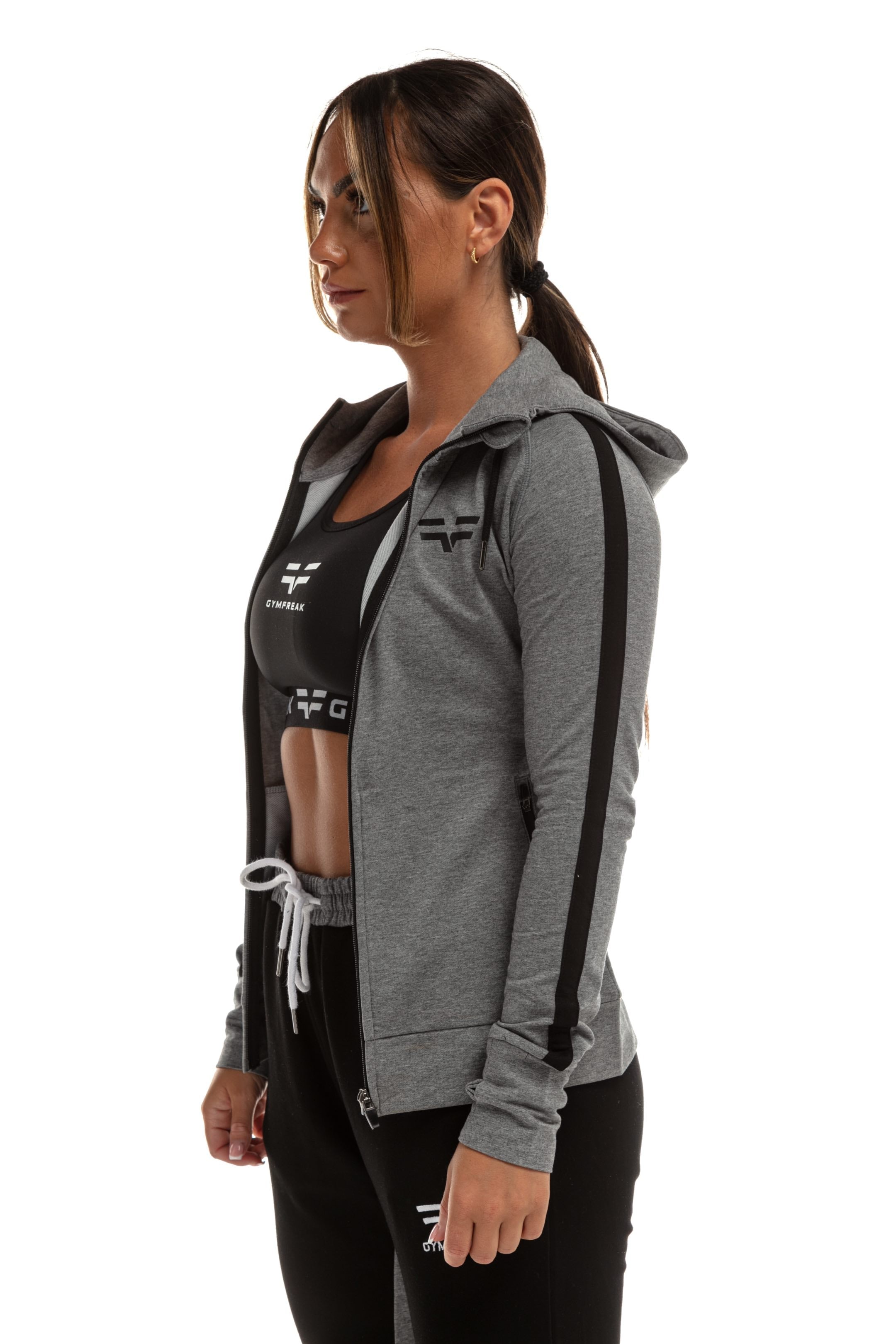 Sweat à capuche GYMFREAK Emblem Femme - Gris
