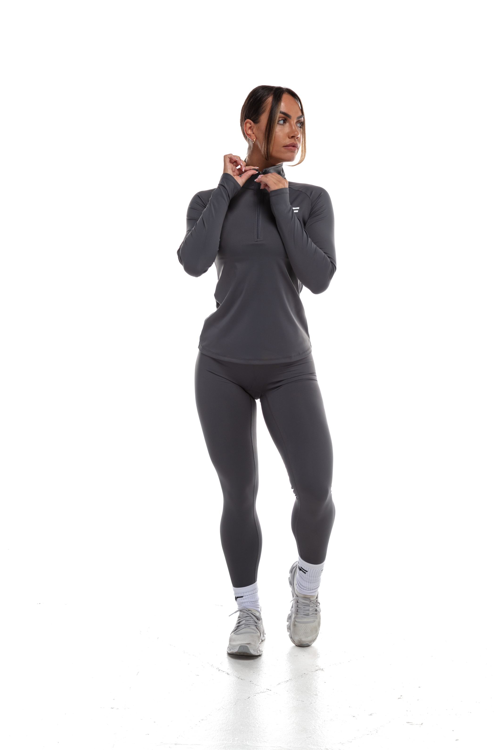 3/4 Zip Top GYMFREAK Vision Femme - Gris