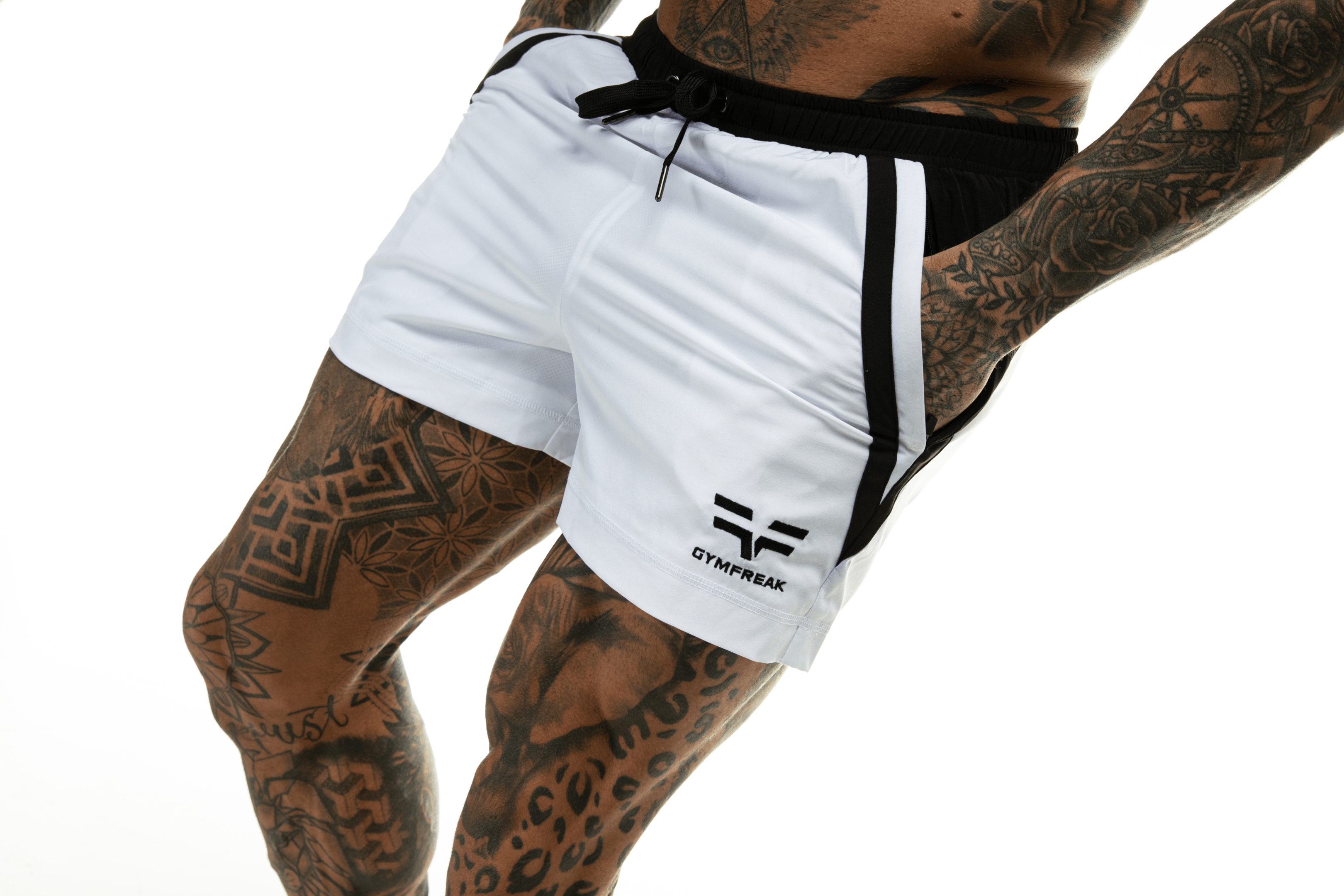 Short GYMFREAK Pro Homme - Blanc - 3.5 pouces/8.89cms